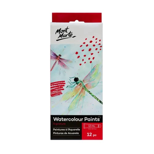 MONT MARTE PAINT SET Watercolours 12x12ml Tubes